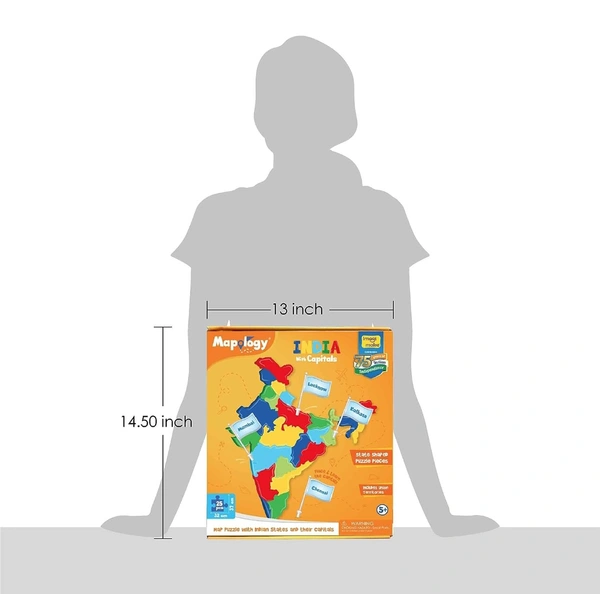 Imagimake Mapology India With State Capitals - Educational Toy And Learning Aid For Boys And Girls - India Map Puzzle - Jigsaw Puzzle, 25 Pieces, Kids