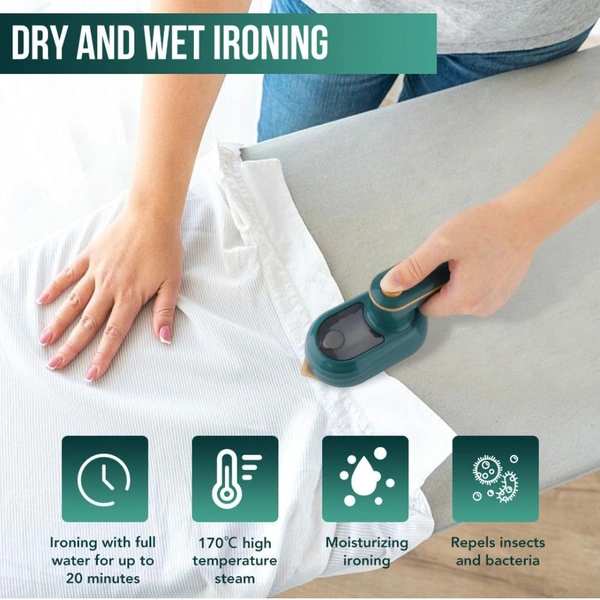 CLEGO Portable Mini Garment Steamer - Lightweight, Foldable, and Handheld Travel Iron Support Dry And Wet Wrinkle Removal in Clothes - Teal