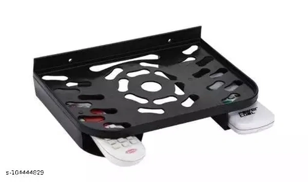 Wall Mount Set up box Stand Router Stand, Remote and Setup box Stand,Wall Mount Router Stand Set top Box Stand Setup Box Shelves Remote Holder Plastic Wall Shelf (Number of Shelves - 1, Black)  - Black