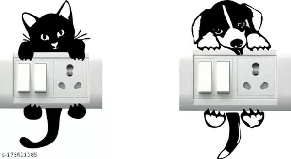 DECOR CRAFT Cat And Dog Switch Panel Stickers Size 30cm