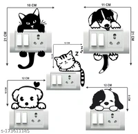 DECOR CRAFT Cat And Dog Switch Panel Stickers Size 30cm