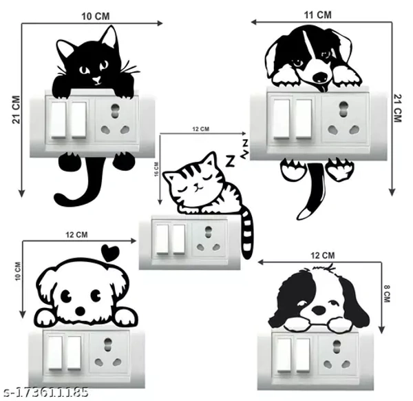 DECOR CRAFT Cat And Dog Switch Panel Stickers Size 30cm