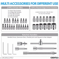 Tool Kit 46 Pieces 1/4 Inch Drive Socket Wrench Set Metallic Mechanical Tools