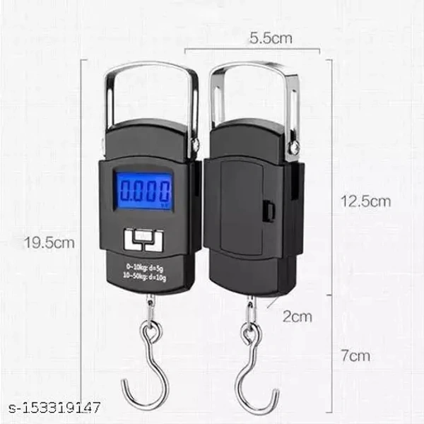 Hanging Scale, LCD Screen 50kgn weight capacity Portable Electronic Digital weight scale Digital led display, digital display with green light for easy use in day/night, Vegetable,vajan, grocery,kata,taraju,shop,computer kata,tarazu, ,sabzi, Weighing scale (Black) B