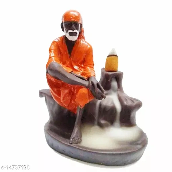  Ashi Enterprises Sai BAB Smoke Backflow Cone Incense Holder Decorative Showpiece with 10 Free Smoke Backflow Cone Incenses (Orange)