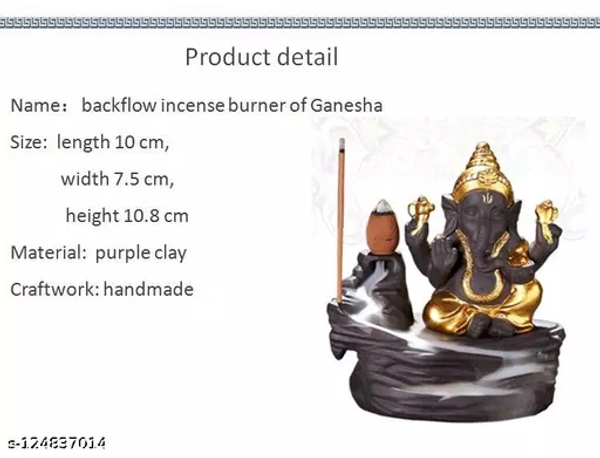 Smoke Ganesha Water Fountain Backflow incense burner with 10 Smoke Incense Cone FREE