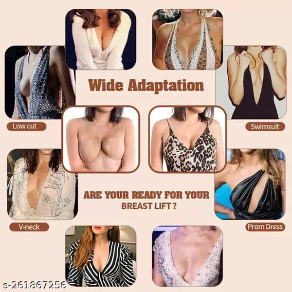 JAYLAA Boob Tape with 10 Nipple Pasties Body Tape for Women Push Up & Lifting Breast Tape Breast Lift Bra Tape Bob Tape for Breast Lift Double Sided Tape for Clothes Breathable Breast Lift Tape Athletic Tape with Breast Petals Disposable Adhesive Bra