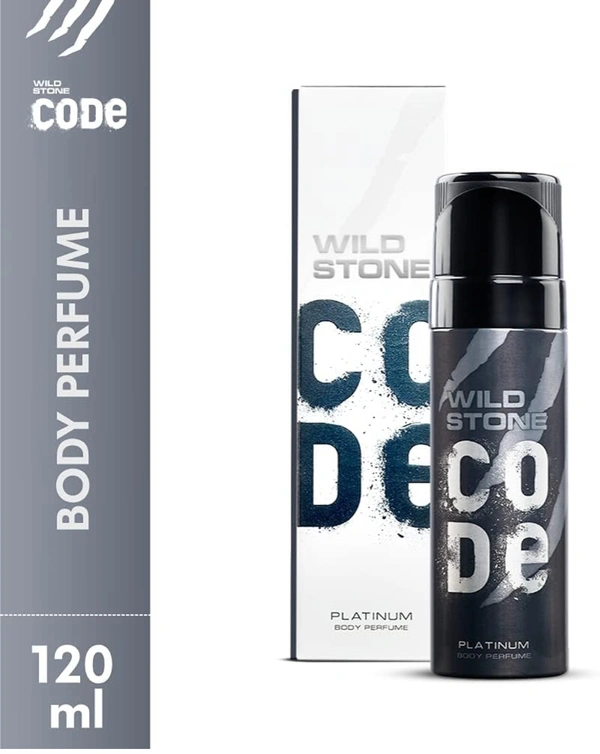 Wild Stone Code Platinum No Gas Body Perfume For Men, Long Lasting Intense Fragrance, 120ml - Gray