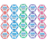 Doms Neon Eraser Box Pack | Hexagonal Eye Catching Design | Neat & Dust Free Erasing | Playful Body Colors | Plastic Case for Each Eraser | Pack of 30 Erasers