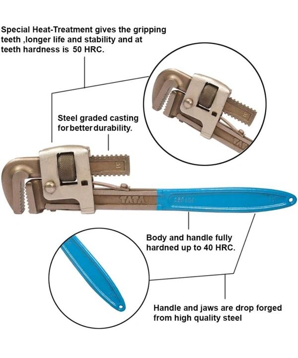 Tata Agrico Pipe Wrench (12 Inch/300 mm), Multicolour