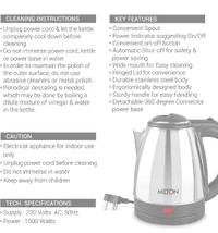 Milton Euroline Go Electro 2.0 Stainless Steel Electric Kettle, 1 Piece, 2 Litres, Silver | Power Indicator | 1500 Watts | Auto Cut-off | Detachable 360 Degree Connector | Boiler for Water
