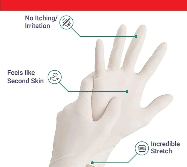 Medicure Premium Latex Gloves - Medium Sized - 100 pieces