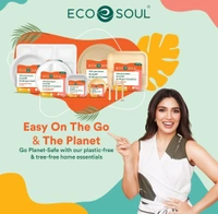 ECO SOUL [11 inch, 25 Pack, 4-Compartment Disposable Bagasse Plates | Eco-Friendly, Biodegradable, Sugarcane Paper Plates | for Serving Dinner | Birthday, Wedding & Party | Round, White (28 cm)