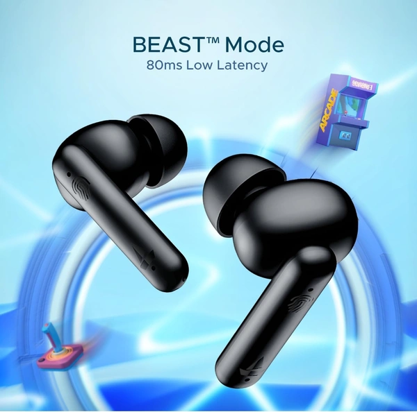 boAt Airdopes 141 Bluetooth TWS Earbuds with 42H Playtime,Low Latency Mode for Gaming, ENx Tech, IWP, IPX4 Water Resistance, Smooth Touch Controls(Bold Black)