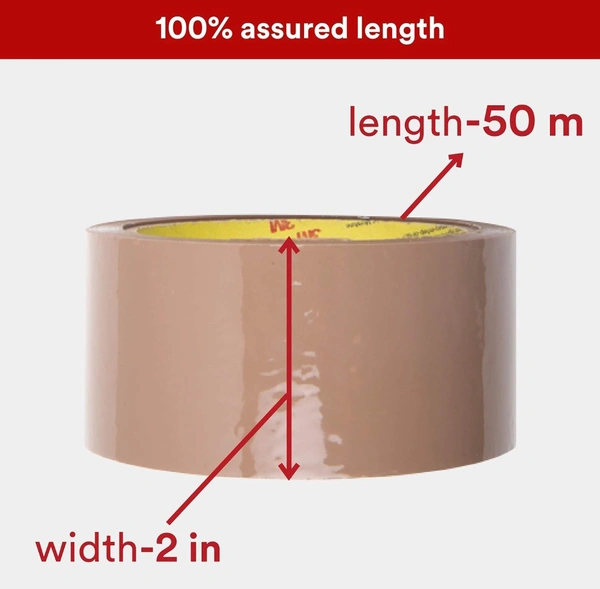 Scotch 3M BOPP Packaging Brown Tape (Tan) | 48mm x 50 Meter | Pack of 2 | for Packaging, Decorating and DIY