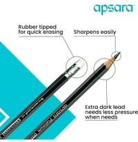 Apsara Platinum Pencils Rubber Tip, Hexagonal Body for Strong Grip, Extra Dark & Easy Sharpening, Good Handwriting, Soft Wood for Easy Sharpening, Free Sharpener & Eraser (Pack of 10 Pencils)