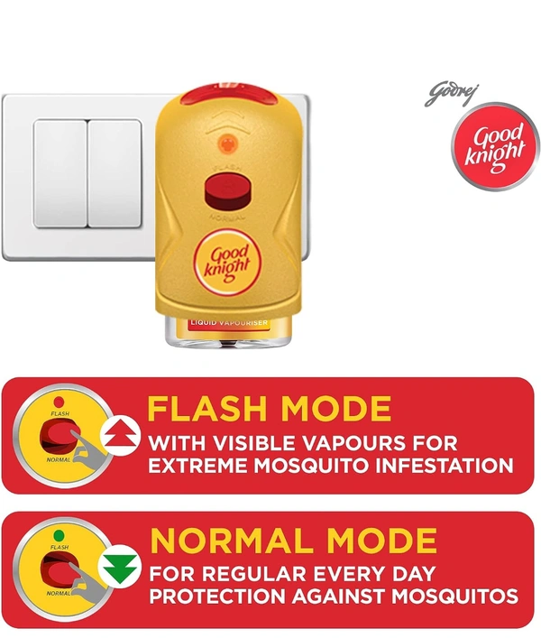 Good Knight Gold Flash Liquid Vapourizer | Mosquito Repellent Combo Pack | Machine + Pack Of 3 Refills (45Ml Each)