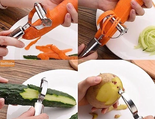 Solitude PCENF5311 (Set of 3) Stainless Steel Vegetable Peeler Set Includes Apple Corer, Straight Julienne Peeler, Veggie Cutter & Slicer60%off