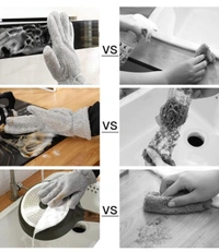 ImpactStrong Wire Dishwashing Gloves Kitchen Cleaning Household Cleaning Tools Heat Insulation Anti-Hot Waterproof Durable Skin-Friendly Reusable Kitchen Gloves For PCENF5313 Washing Dishes Wiping Pots 1 PAIR