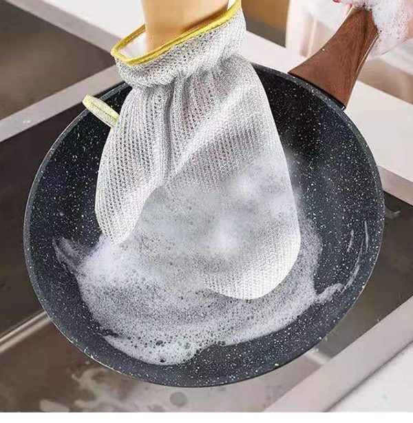 ImpactStrong Wire Dishwashing Gloves Kitchen Cleaning Household Cleaning Tools Heat Insulation Anti-Hot Waterproof Durable Skin-Friendly Reusable Kitchen Gloves For PCENF5313 Washing Dishes Wiping Pots 1 PAIR