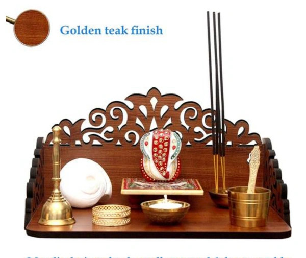 Mdf temple/Mandir for home Name: Mdf temple/Mandir for home Material: WoodPattern: SolidProduct Breadth: 10 InchProduct Height: 1.5 InchProduct Length: 10 InchNet Quantity (N): 1Country of Origin: India