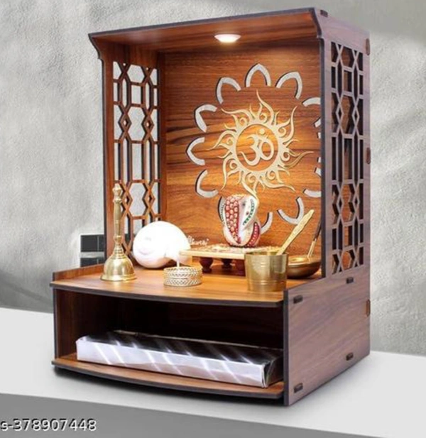  Beautiful Wooden Pooja Stand for Home Pooja Mandir for Home Temple for Home and Office Puja Mandir for Home Wall Mounted with LED Spot LightName:  Beautiful Wooden Pooja Stand for Home Pooja Mandir for Home Temple for Home and Office Puja Mandir for Home Wall Mounted with LED Spot LightMaterial: MDFColor: BrownProduct Breadth: 10.5 InchProduct Height: 15 InchProduct Length: 11 Inc