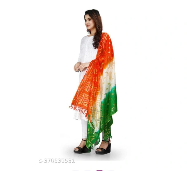 RASAL TIRANGA DUPPTA TRI COLOUR BEAUTYFUL LOOKING WOMAN WITH DUPPTA FOR SPICEAL FOR INDIPENDENTS/REPUBLICE DAYSName: RASAL TIRANGA DUPPTA TRI COLOUR BEAUTYFUL LOOKING WOMAN WITH DUPPTA FOR SPICEAL FOR INDIPENDENTS/REPUBLICE DAYSFabric: MulmulPattern: Zari WorkNet Quantity (N): 1Sizes:Free Size (Length Size: 2.25 m) FANCY TRI COLOUR RASAL TIRANGA DUPPATA  SPECIAL FOR WOMAN IN INDIPA