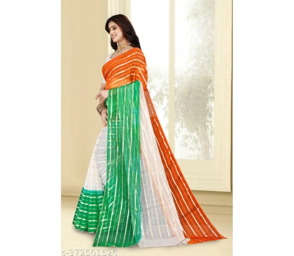 ORGANZA TIRANGA SAREE  TIRANGA SAREE SAPCIAL SAREE FOR INDEPANDENT DAYS AND REPUBLIC DAYName: ORGANZA TIRANGA SAREE  TIRANGA SAREE SAPCIAL SAREE FOR INDEPANDENT DAYS AND REPUBLIC DAYSaree Fabric: Art SilkBlouse: Separate Blouse PieceBlouse Fabric: Art SilkBlouse Pattern: Same as SareeNet Quantity (N): SingleIts a master piece in its class glorifying your timeless beauty. Be ready t