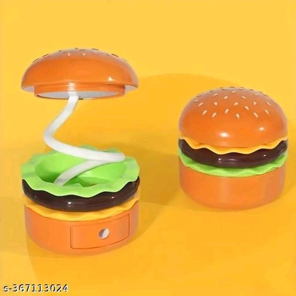 Burger Design Desk Night Lamp for Kids & Adults, Rechargeable Desk Lamp with Adjustable Neck Dimmable Touch Switch & Sharpener (Pack of 1, Multicolor)Name: Burger Design Desk Night Lamp for Kids & Adults, Rechargeable Desk Lamp with Adjustable Neck Dimmable Touch Switch & Sharpener (Pack of 1, Multicolor)Material: ABSAssembly: Fully AssembledBase Fixture Material: PCENF5385