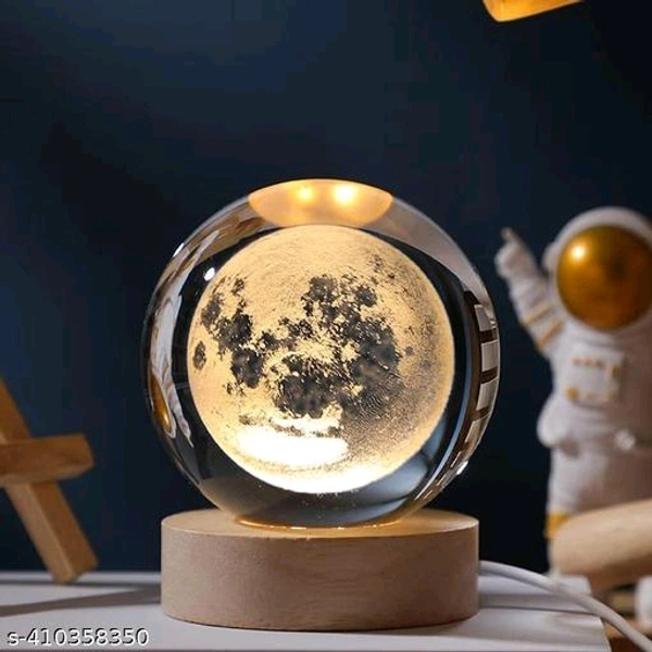 Hari enterprise PCENF5411 3D Crystal Ball Night Light Clear Galaxy LED Light with Wooden Base Glass Ball Ornaments Nightlight Decolamp with Touch Switch LED Light Decorative Lamp Gifts for Home Desktop Decor-MoonName: Hari enterprise 3D Crystal Ball Night Light Clear Galaxy LED Light with Wooden Base Glass Ball Ornaments Nightlight Decolamp with Touch Switch LED Light  - Moon