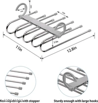 PNV  PCENF5415 --- (Pack of 2) 5 in 1 Stainless Steel Foldable Hangers for Clothes Hanging Multi-Layer Multi-Purpose Pant Hangers for Wardrobe Magic Foldable Hanger...Name: PNV  --- (Pack of 2) 5 in 1 Stainless Steel Foldable Hangers for Clothes Hanging Multi-Layer Multi-Purpose Pant Hangers for Wardrobe Magic Foldable Hanger...Material: MetalProduct Breadth: 11.5 InchProduct