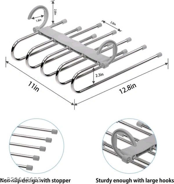 PNV  PCENF5415 --- (Pack of 2) 5 in 1 Stainless Steel Foldable Hangers for Clothes Hanging Multi-Layer Multi-Purpose Pant Hangers for Wardrobe Magic Foldable Hanger...Name: PNV  --- (Pack of 2) 5 in 1 Stainless Steel Foldable Hangers for Clothes Hanging Multi-Layer Multi-Purpose Pant Hangers for Wardrobe Magic Foldable Hanger...Material: MetalProduct Breadth: 11.5 InchProduct