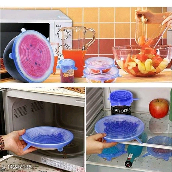Set of 6 PCENF5432 Reusable Safety Silicone Stretch Dishwasher Microwave and Freezer Safe Lids Flexible Covers for Rectangle Round Square - Bowls Dishes Plates Cans Jars Glassware and Mugs - MulticolourName: Set of 6 Reusable Safety Silicone Stretch Dishwasher Microwave and Freezer Safe Lids Flexible Covers for Rectangle Round Square 