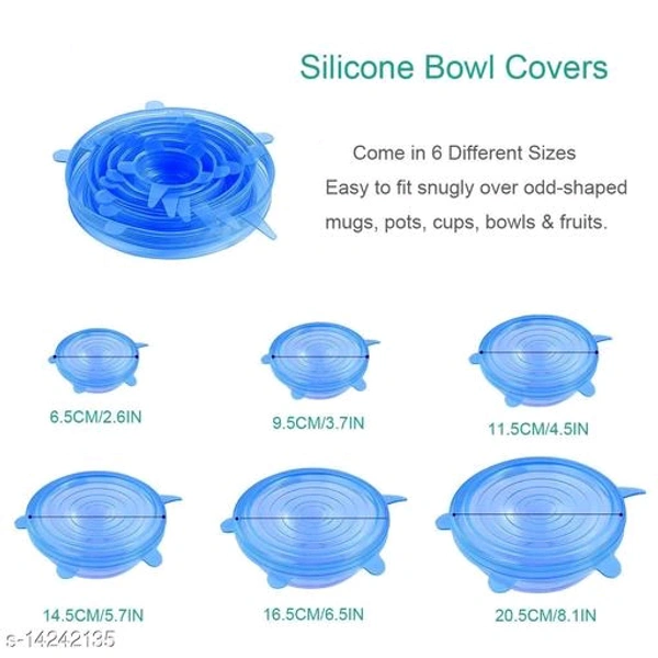 Set of 6 PCENF5432 Reusable Safety Silicone Stretch Dishwasher Microwave and Freezer Safe Lids Flexible Covers for Rectangle Round Square - Bowls Dishes Plates Cans Jars Glassware and Mugs - MulticolourName: Set of 6 Reusable Safety Silicone Stretch Dishwasher Microwave and Freezer Safe Lids Flexible Covers for Rectangle Round Square 