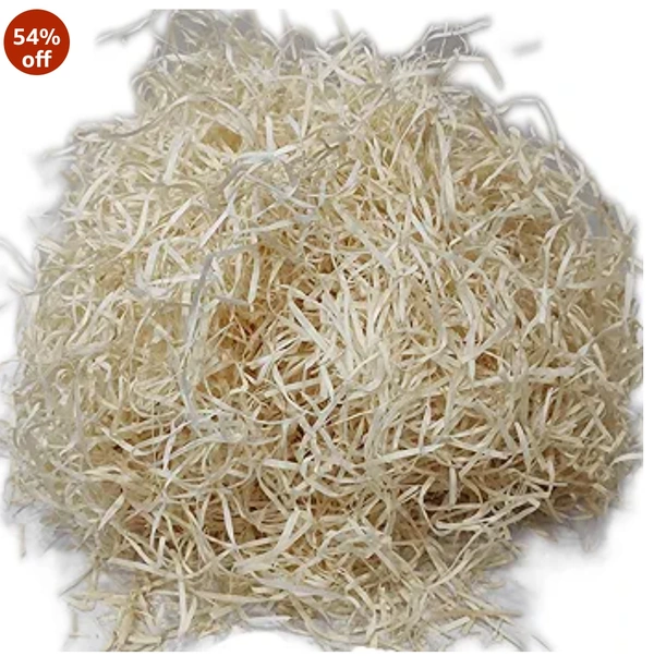 Eenfnety ™ Shredded Paper Grass for Packing (1 Pack of 100gram) Decoration, Hamper, Basket Filling, Gift, Box, Craft, DIY Paper Fillers Strips (Multicolour) - White
