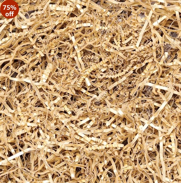 Eenfnety ™ Shredded Paper Grass for Packing (1 Pack of 100gram) Decoration, Hamper, Basket Filling, Gift, Box, Craft, DIY Paper Fillers Strips (Multicolour) - Tan