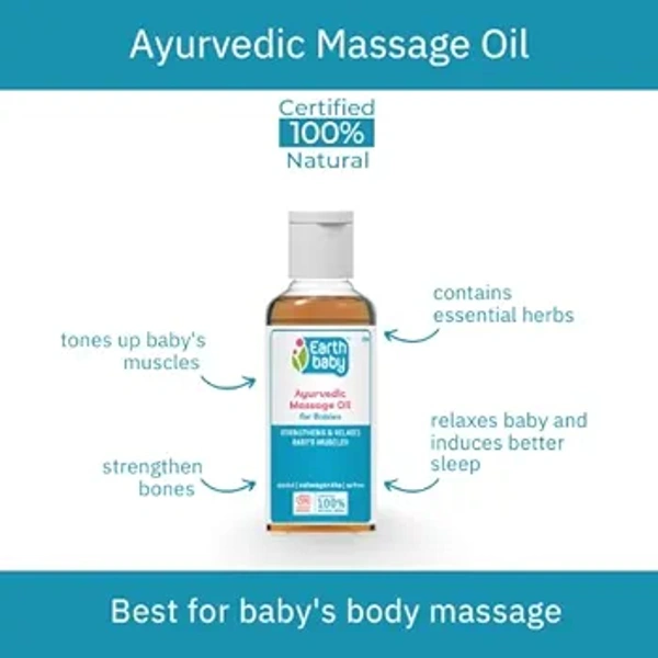 Earth Bay Earthbaby Ayurvedic Baby Massage Oil, Certified 100% Natural Origin (20) ml - 20