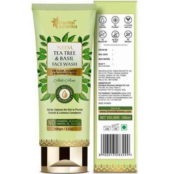 St Botanica St. Botanica Neem, Tea Tree And Basil Anti Acne Face Wash, 100ml - 100 ml