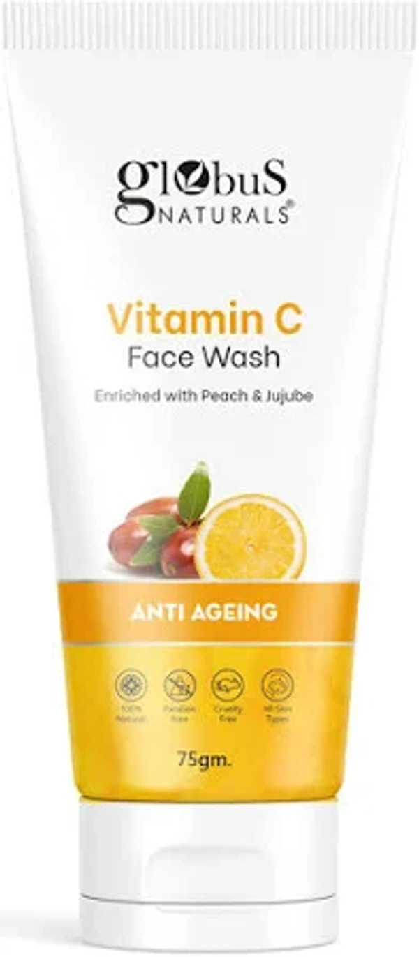 Globus Naturals Aloe vera Anti-ageing Enriched With Glycerin & Oil Control Formula Face Wash - Yellow, 75 G