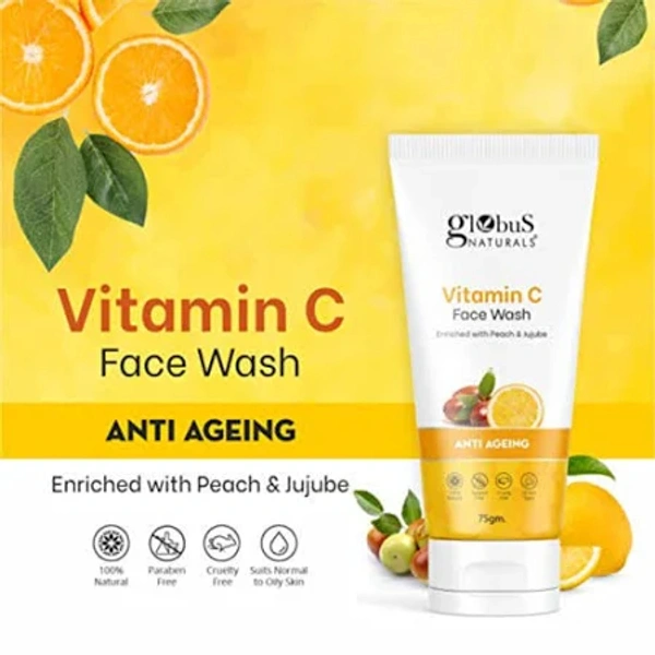 Globus Naturals Aloe vera Anti-ageing Enriched With Glycerin & Oil Control Formula Face Wash - Yellow, 75 G