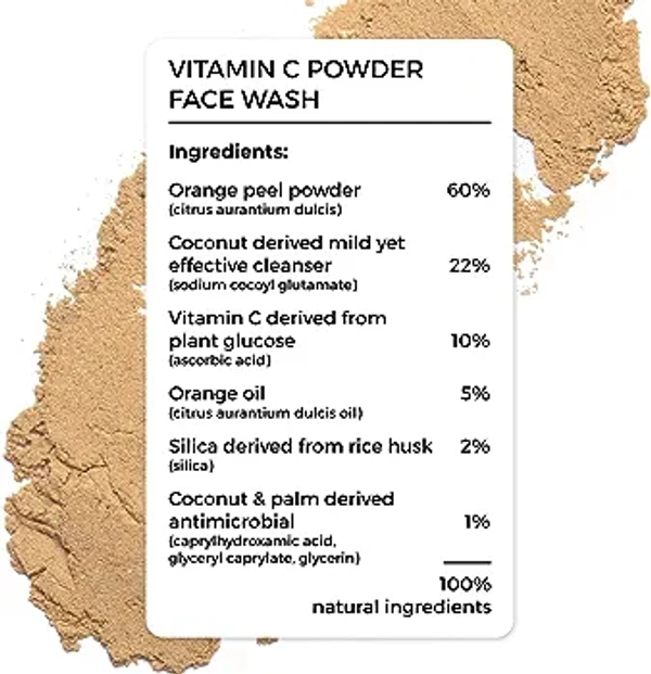 Billare Brillare Vitamin C Face Wash | for Pigmentation & Dark Spots Coconut Skin Brightening 100% Natural Powder Facewash - Raw Sienna