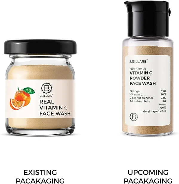 Billare Brillare Vitamin C Face Wash | for Pigmentation & Dark Spots Coconut Skin Brightening 100% Natural Powder Facewash - Raw Sienna