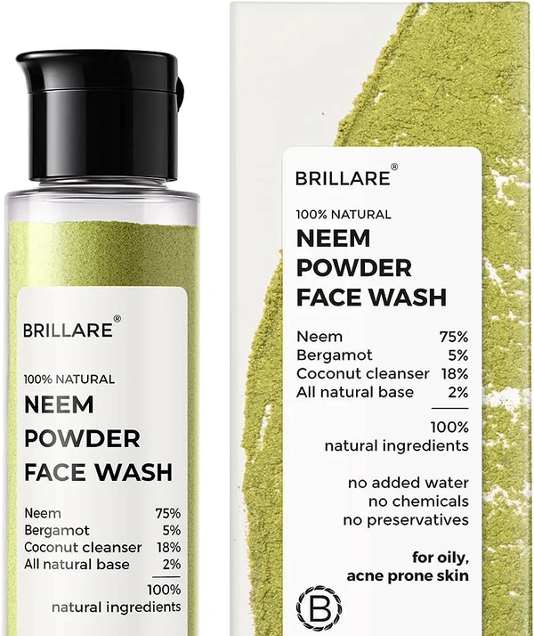 Billare Brillare Vitamin C Face Wash | for Pigmentation & Dark Spots Coconut Skin Brightening 100% Natural Powder Facewash - Lochmara