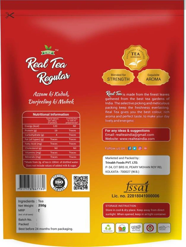 The Real Tea THF REAL TEA REGULAR 250GM Black Tea Pouch  (250 g) - 250G