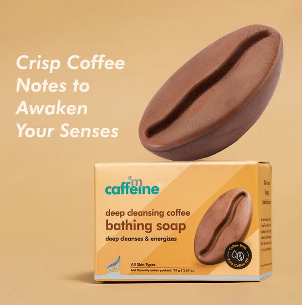 Mcaffeine Deep Cleansing Coffee Bathing Soap for Soft & Smooth Skin - 75g - Natural & 100% Vegan