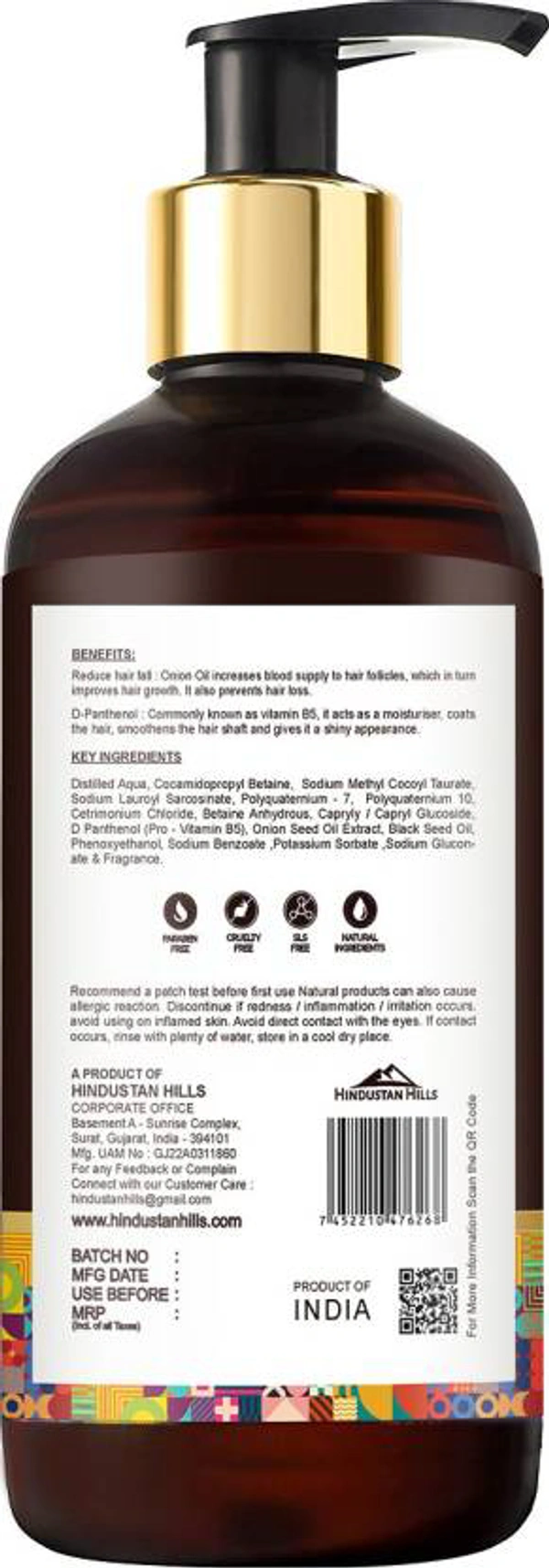 Olixo OLIXO Onion Shampoo With Onion Seed Oil Extract, Black Seed Oil & Pro-Vitamin B5  (300 ml)
