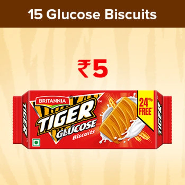 Britannia Tiger Glucose Biscuit - Ready To Eat, Crunchy Snack, 42.7 g Pouch