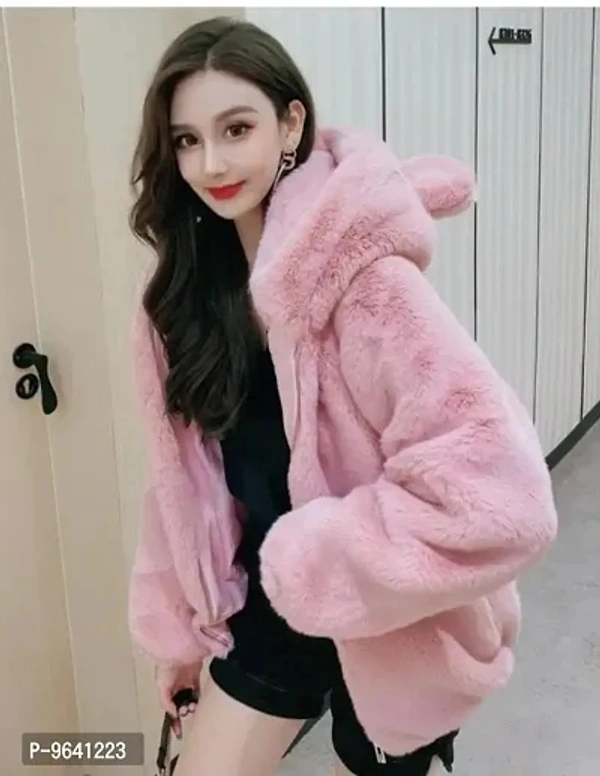 Wool Blend Fur Jacket For Women - S M L Xl