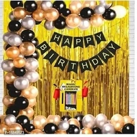 Happy Birthday Decoration Combo Kit With Banner Balloons - Free, Hokey Pokey