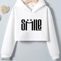 White Printed Crop Hoodie for women - White, S M L XL 2XL